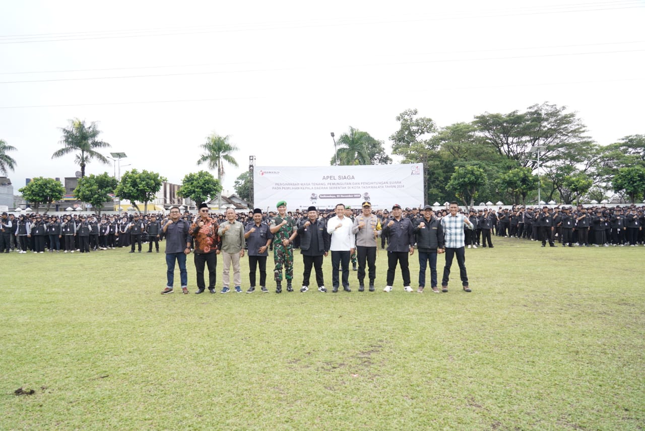 Menghadapi Tahapan Masa Tenang Dan Pemungutan Suara Pemilihan Serentak Bawaslu Kota Tasikmalaya Melaksanakan Apel Siaga Pengawasan